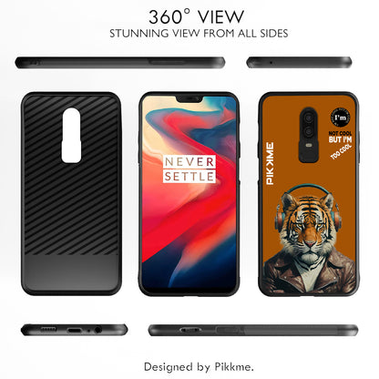 Pikkme Back Cover Pc Tpu + Printed Cool Funky Stylish Brown Tiger Swag Raised Edges Camera Protection |Bumper Case For OnePlus 6 (Design 09)