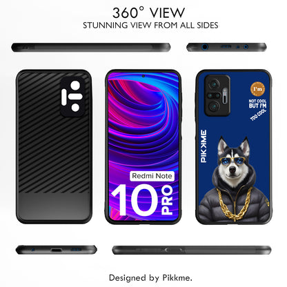 Pikkme Back Cover Pc Tpu + Printed Cool Funky Stylish Blue Dog Swag Raised Edges Camera Protection |Bumper Case For Redmi Note 10 Pro (Design 08)