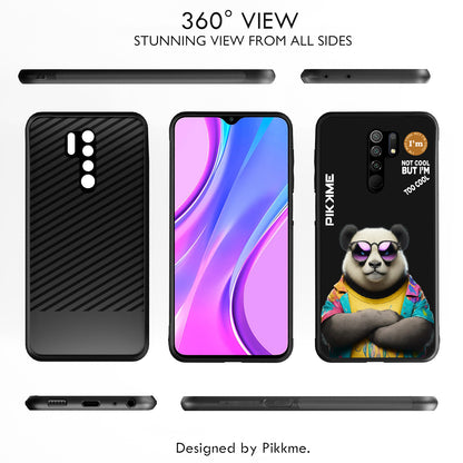 Pikkme Back Cover Pc Tpu + Printed Cool Funky Stylish Black Panda Swag Raised Edges Camera Protection |Bumper Case For Redmi 9 Prime (Design 05)