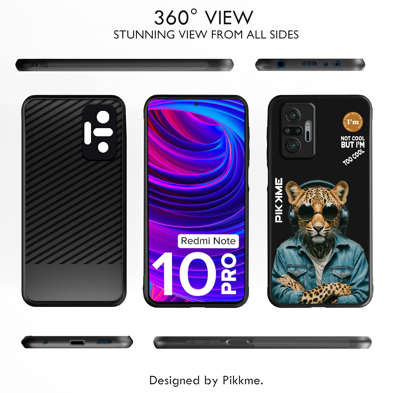 Pikkme Back Cover Pc Tpu + Printed Cool Funky Stylish Black Leopard Swag Raised Edges Camera Protection |Bumper Case For Redmi Note 10 Pro (Design 04)