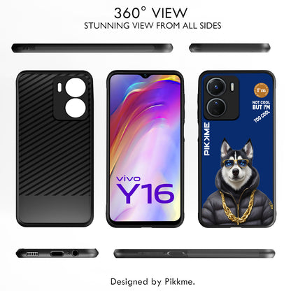 Pikkme Back Cover Pc Tpu + Printed Cool Funky Stylish Blue Dog Swag Raised Edges Camera Protection |Bumper Case For Vivo Y16 (Design 08)