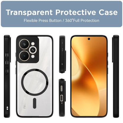 Pikkme Realme 15 pro 5G Eagle 2 Mag-Safe Shockproof Hard Transparent Back Cover (Black)