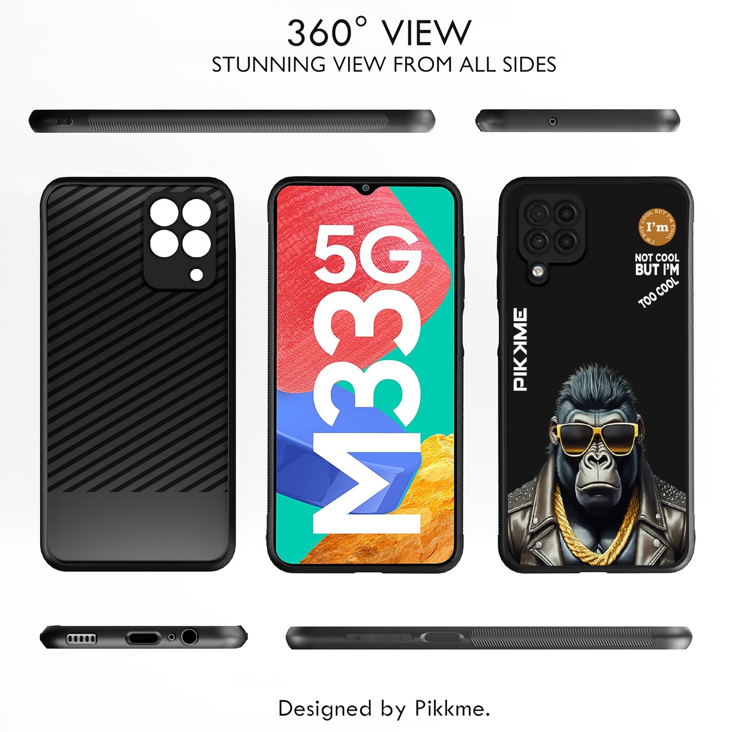 Pikkme Back Cover Pc Tpu + Printed Cool Funky Stylish Black Gorilla Swag Raised Edges Camera Protection |Bumper Case For Samsung Galaxy M32 4G (Design 07)