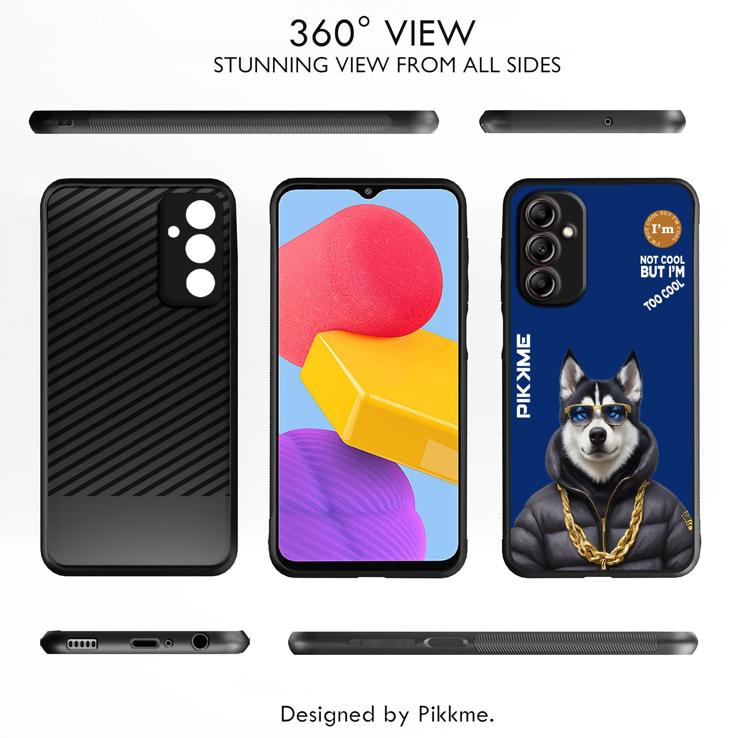 Pikkme Back Cover Pc Tpu + Printed Cool Funky Stylish Blue Dog Swag Raised Edges Camera Protection |Bumper Case For Samsung Galaxy A14 (Design 08)