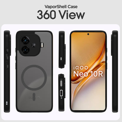 Pikkme iQOO Neo 10R 5G / iQOO Z9 Turbo 5G / Vivo Y200 GT 5G Eagle 2 Mag-Safe Smoke Shockproof Hard Transparent Back Cover (Black)
