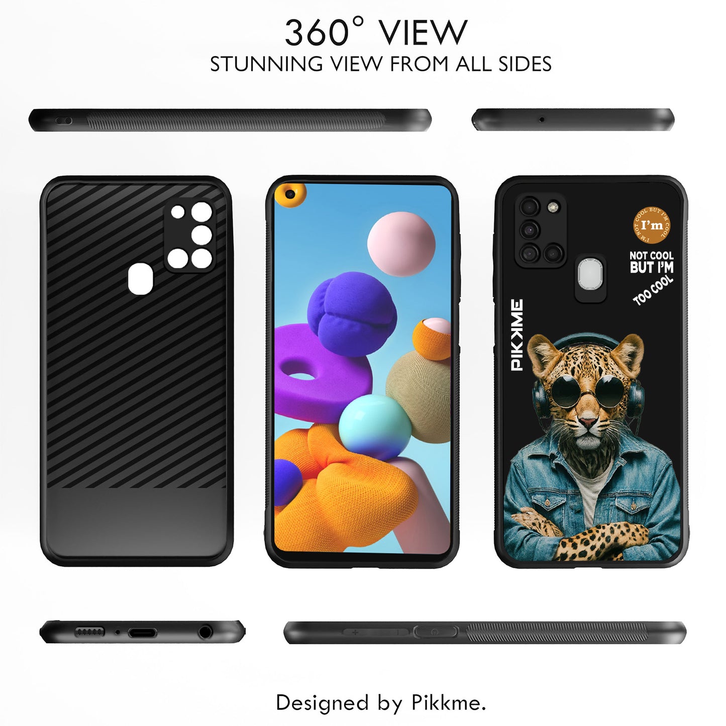 Pikkme Back Cover Pc Tpu + Printed Cool Funky Stylish Black Leopard Swag Raised Edges Camera Protection |Bumper Case For Samsung Galaxy A21S (Design 04)