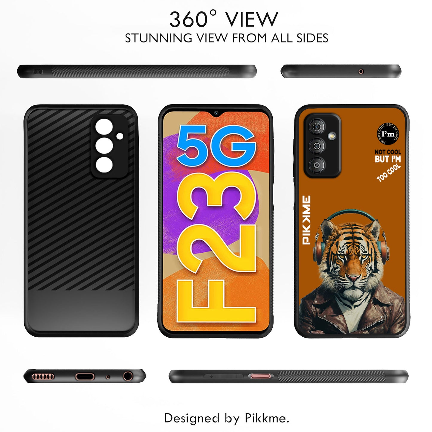 Pikkme Back Cover Pc Tpu + Printed Cool Funky Stylish Brown Tiger Swag Raised Edges Camera Protection |Bumper Case For Samsung Galaxy M13 (Design 09)