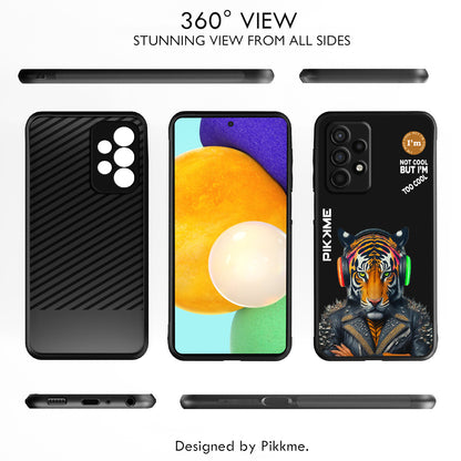 Pikkme Back Cover Pc Tpu + Printed Cool Funky Stylish Black Tiger Swag Raised Edges Camera Protection |Bumper Case For Samsung Galaxy A13 4G (Design 06)