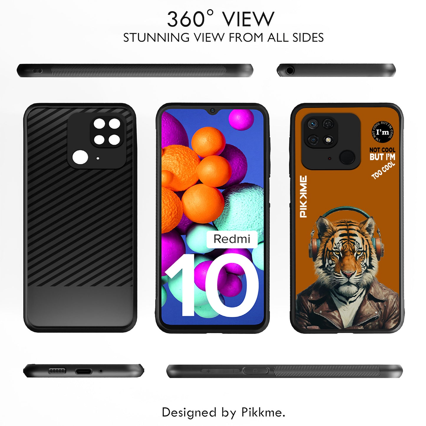 Pikkme Back Cover Pc Tpu + Printed Cool Funky Stylish Brown Tiger Swag Raised Edges Camera Protection |Bumper Case For Redmi 10 (Design 09)