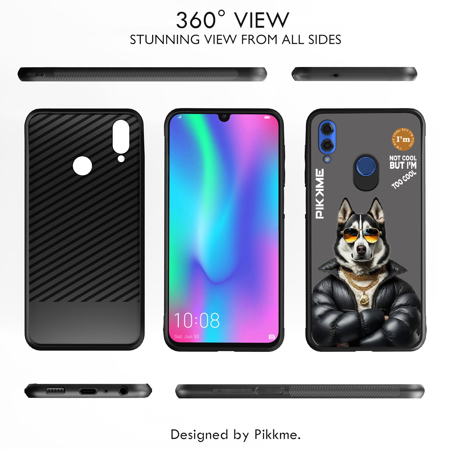 Pikkme Back Cover Pc Tpu + Printed Cool Funky Stylish Grey Dog Swag Raised Edges Camera Protection |Bumper Case For Honor 10 Lite (Design 02)