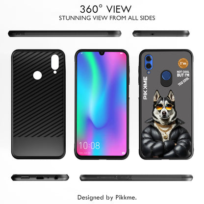 Pikkme Back Cover Pc Tpu + Printed Cool Funky Stylish Grey Dog Swag Raised Edges Camera Protection |Bumper Case For Honor 10 Lite (Design 02)