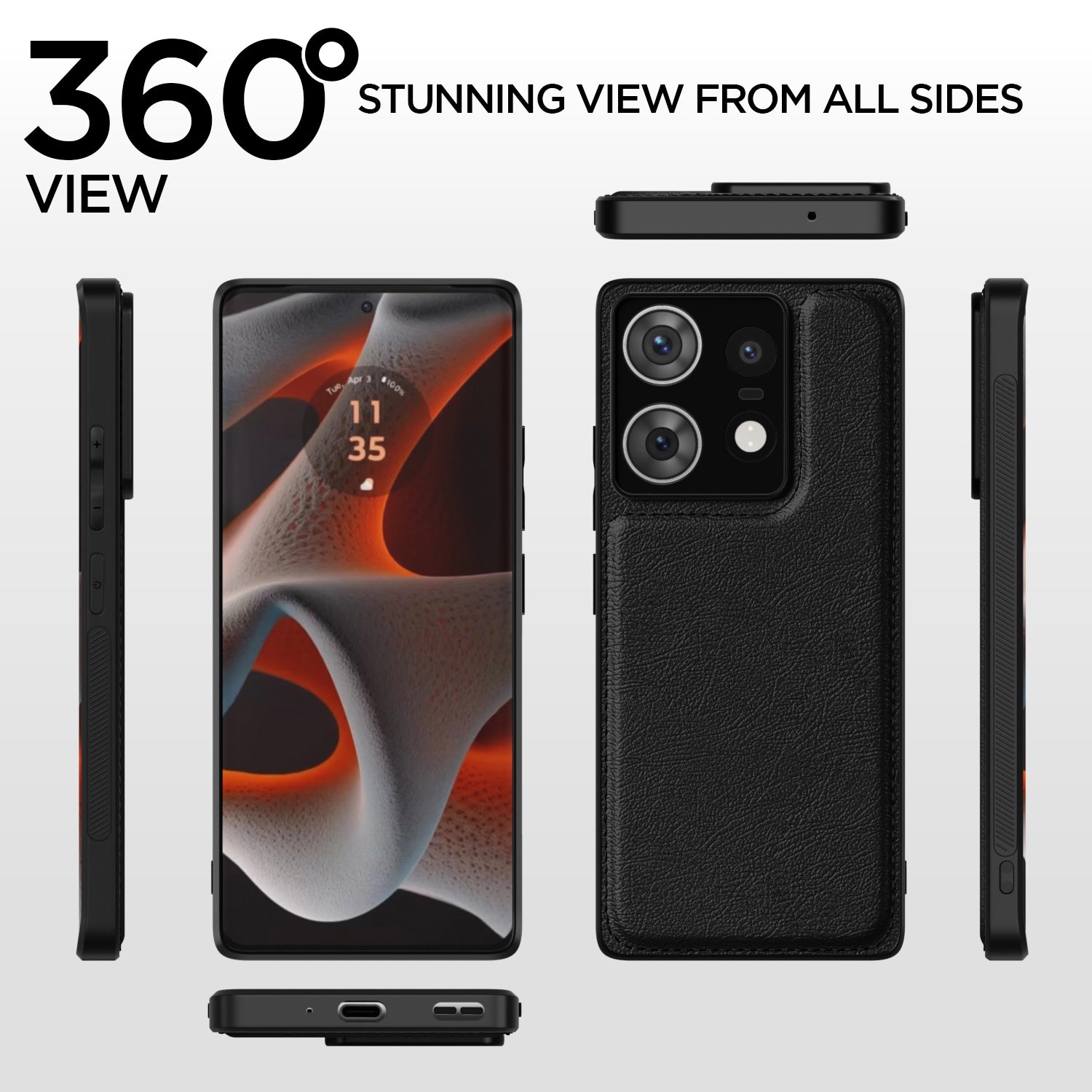 Pikkme Moto Edge 50 pro 5G Leatherback Back Case | Black