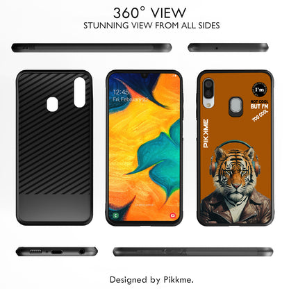 Pikkme Back Cover Pc Tpu + Printed Cool Funky Stylish Brown Tiger Swag Raised Edges Camera Protection |Bumper Case For Samsung Galaxy A30 (Design 09)