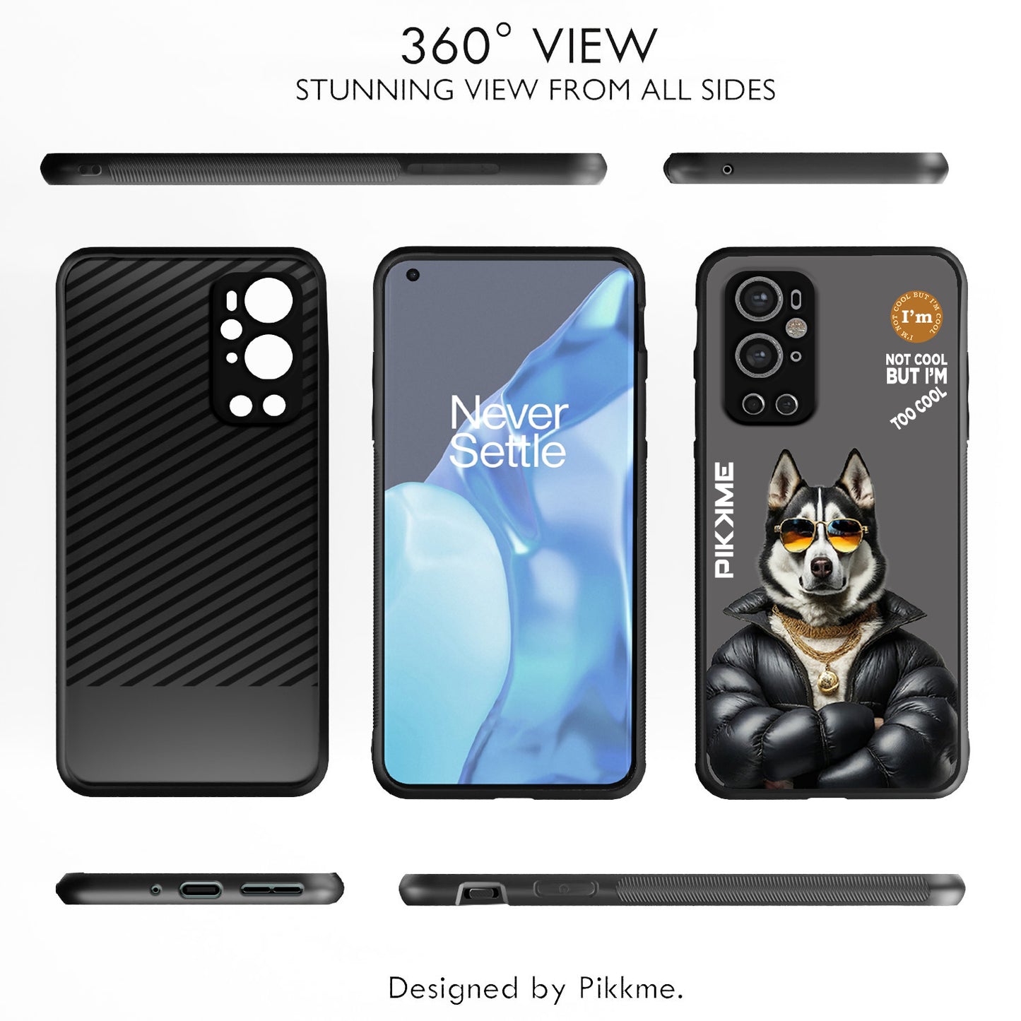 Pikkme Back Cover Pc Tpu + Printed Cool Funky Stylish Grey Dog Swag Raised Edges Camera Protection |Bumper Case For OnePlus 9 Pro (Design 02)