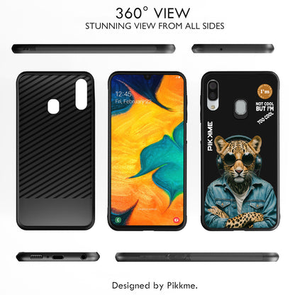 Pikkme Back Cover Pc Tpu + Printed Cool Funky Stylish Black Leopard Swag Raised Edges Camera Protection |Bumper Case For Samsung Galaxy A30 (Design 04)