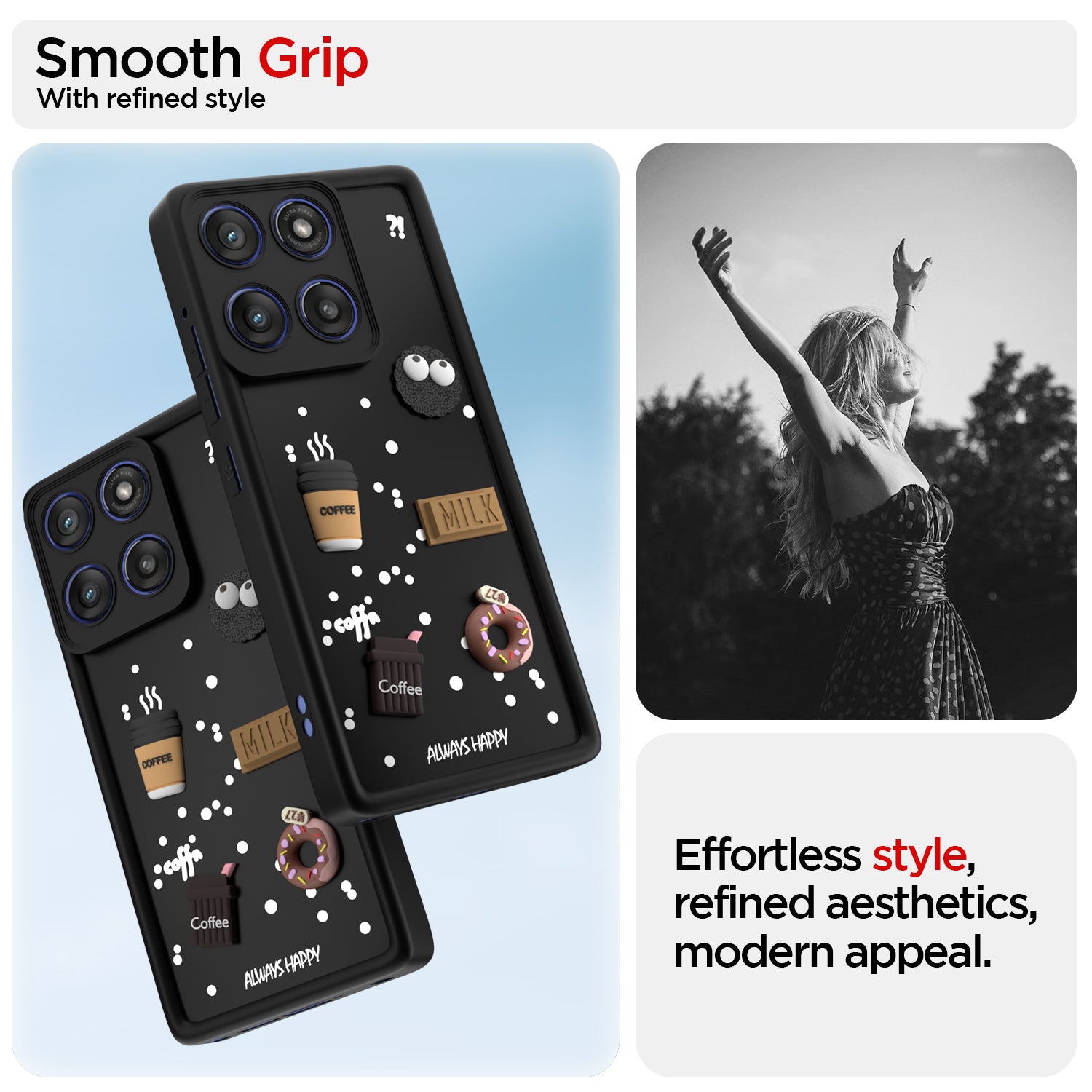 Pikkme Motorola Moto Edge 60 Stylus 5G Cute Fun Cartoon 3D Bear Coffee Back Cover (Black)