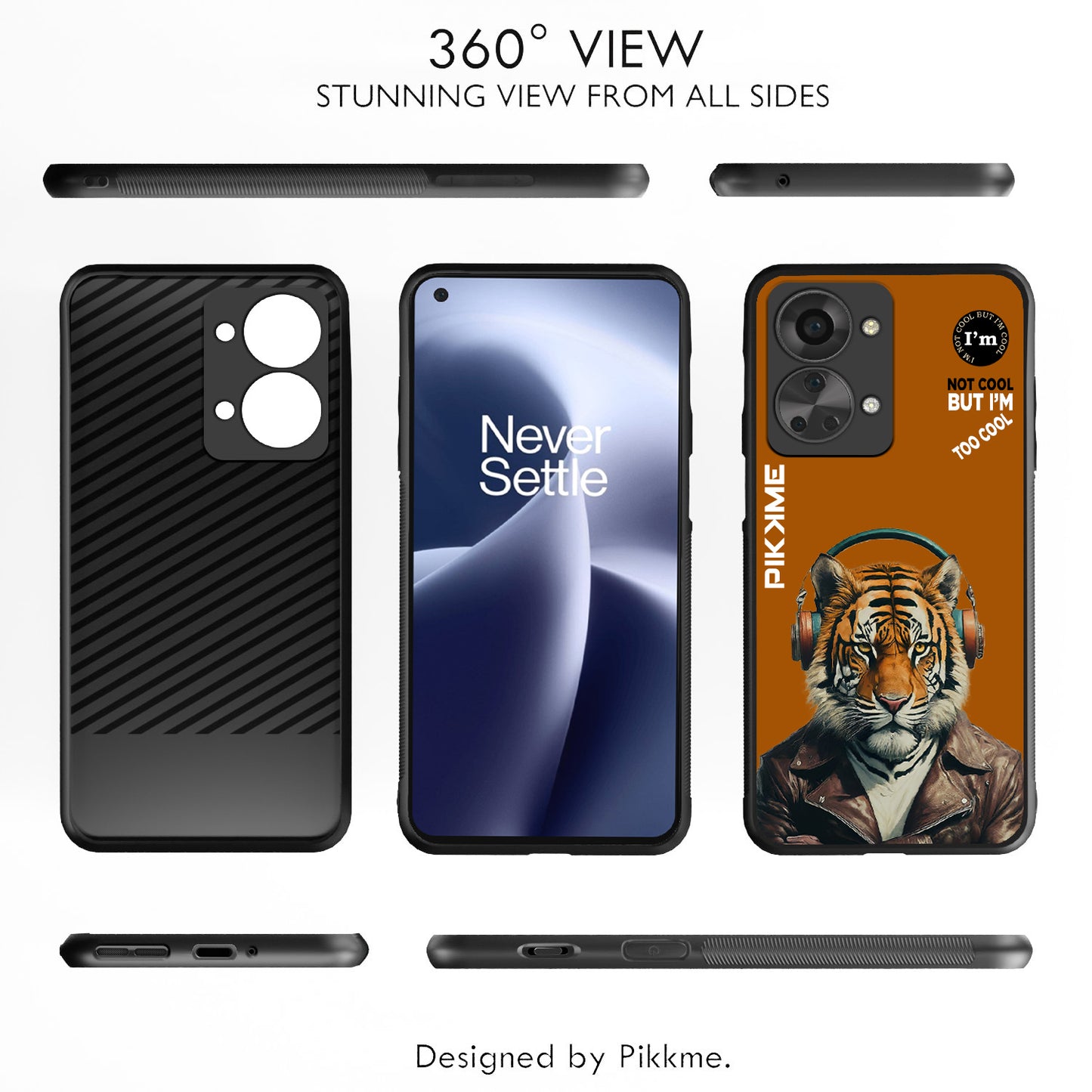 Pikkme Back Cover Pc Tpu + Printed Cool Funky Stylish Brown Tiger Swag Raised Edges Camera Protection |Bumper Case For OnePlus Nord 2T 5G (Design 09)