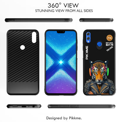 Pikkme Back Cover Pc Tpu + Printed Cool Funky Stylish Black Tiger Swag Raised Edges Camera Protection |Bumper Case For Honor 8X (Design 06)