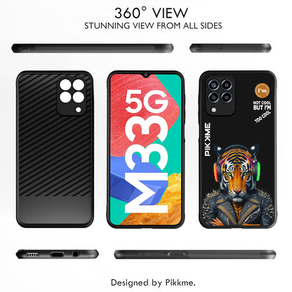 Pikkme Back Cover Pc Tpu + Printed Cool Funky Stylish Black Tiger Swag Raised Edges Camera Protection |Bumper Case For Samsung Galaxy M33 5G (Design 06)