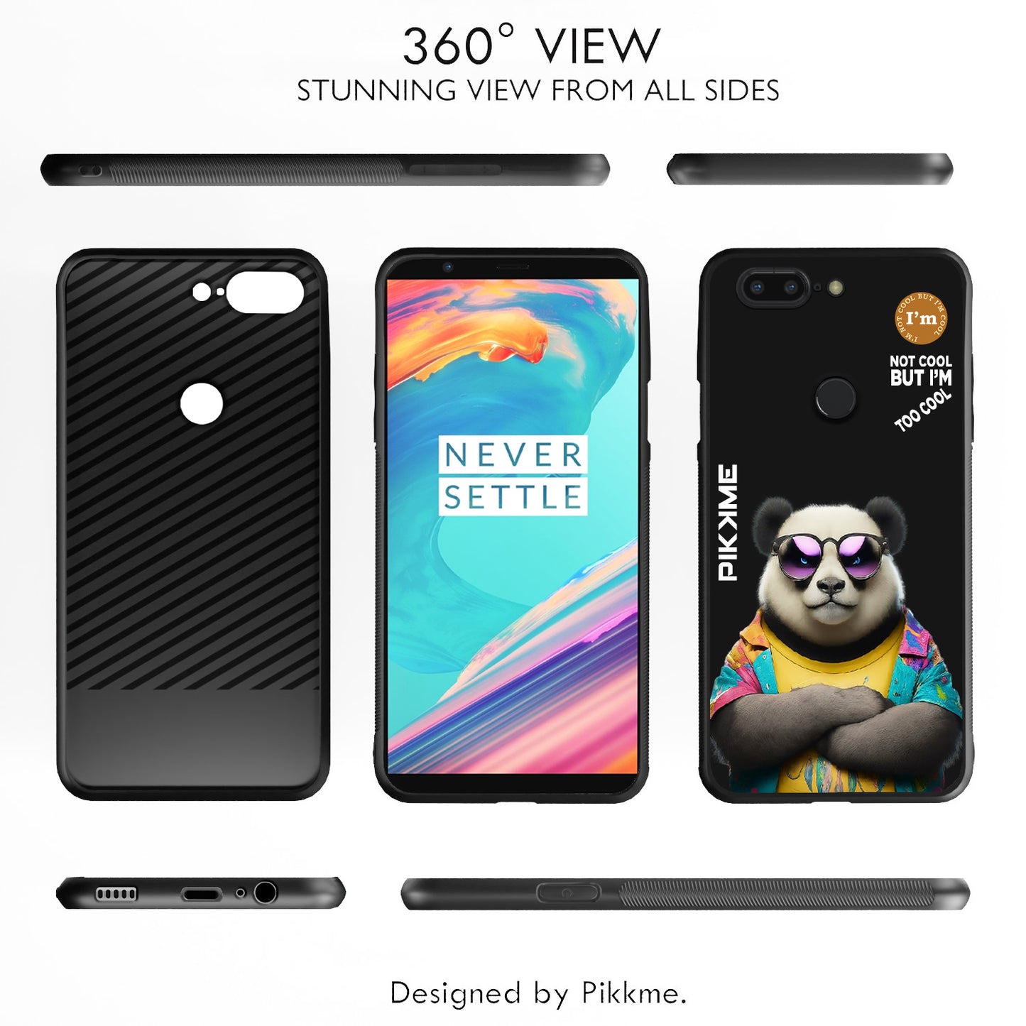 Pikkme Back Cover Pc Tpu + Printed Cool Funky Stylish Black Panda Swag Raised Edges Camera Protection |Bumper Case For OnePlus 5T (Design 05)