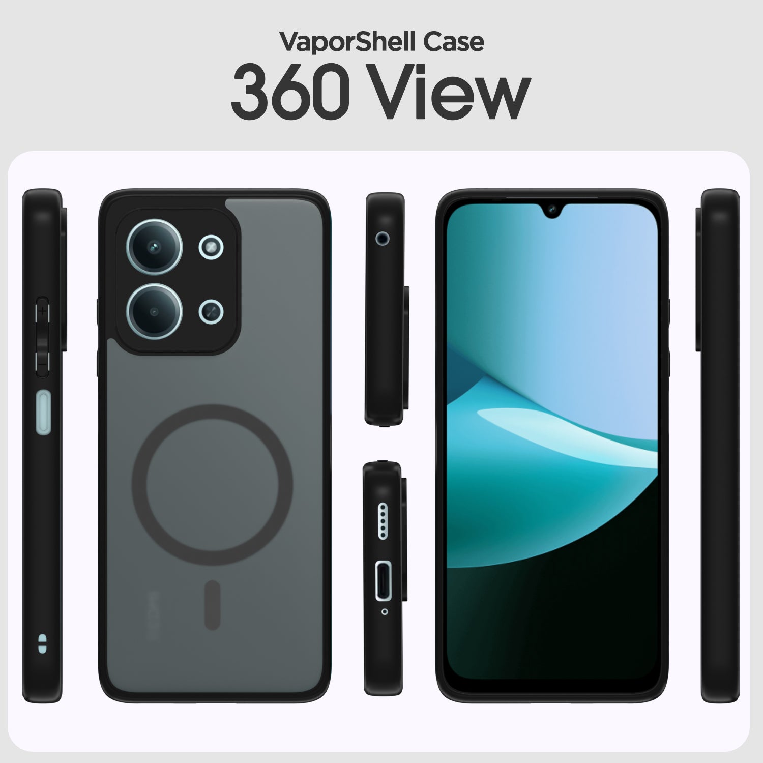 Pikkme Redmi 15c 5G Eagle 2 Mag-Safe Smoke Shockproof Hard Transparent Back Cover (Black)