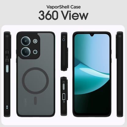 Pikkme Redmi 15c 5G Eagle 2 Mag-Safe Smoke Shockproof Hard Transparent Back Cover (Black)