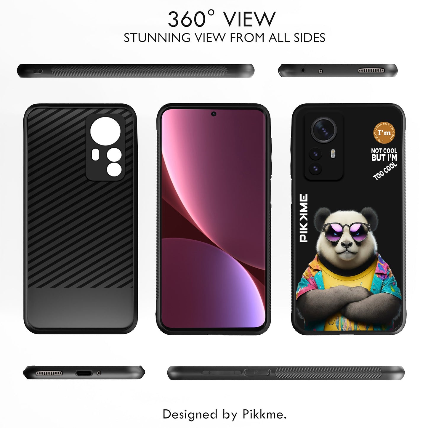 Pikkme Back Cover Pc Tpu + Printed Cool Funky Stylish Black Panda Swag Raised Edges Camera Protection |Bumper Case For Xiaomi 12 Pro (Design 05)