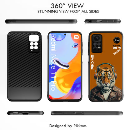 Pikkme Back Cover Pc Tpu + Printed Cool Funky Stylish Brown Tiger Swag Raised Edges Camera Protection |Bumper Case For Redmi Note 11 Pro (Design 09)