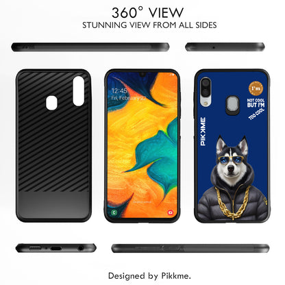 Pikkme Back Cover Pc Tpu + Printed Cool Funky Stylish Blue Dog Swag Raised Edges Camera Protection |Bumper Case For Samsung Galaxy A30 (Design 08)