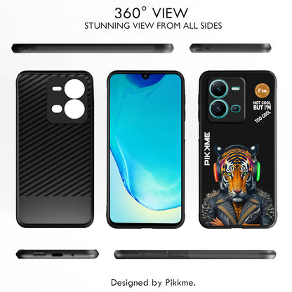 Pikkme Back Cover Pc Tpu + Printed Cool Funky Stylish Black Tiger Swag Raised Edges Camera Protection |Bumper Case For Vivo V25 5G (Design 06)