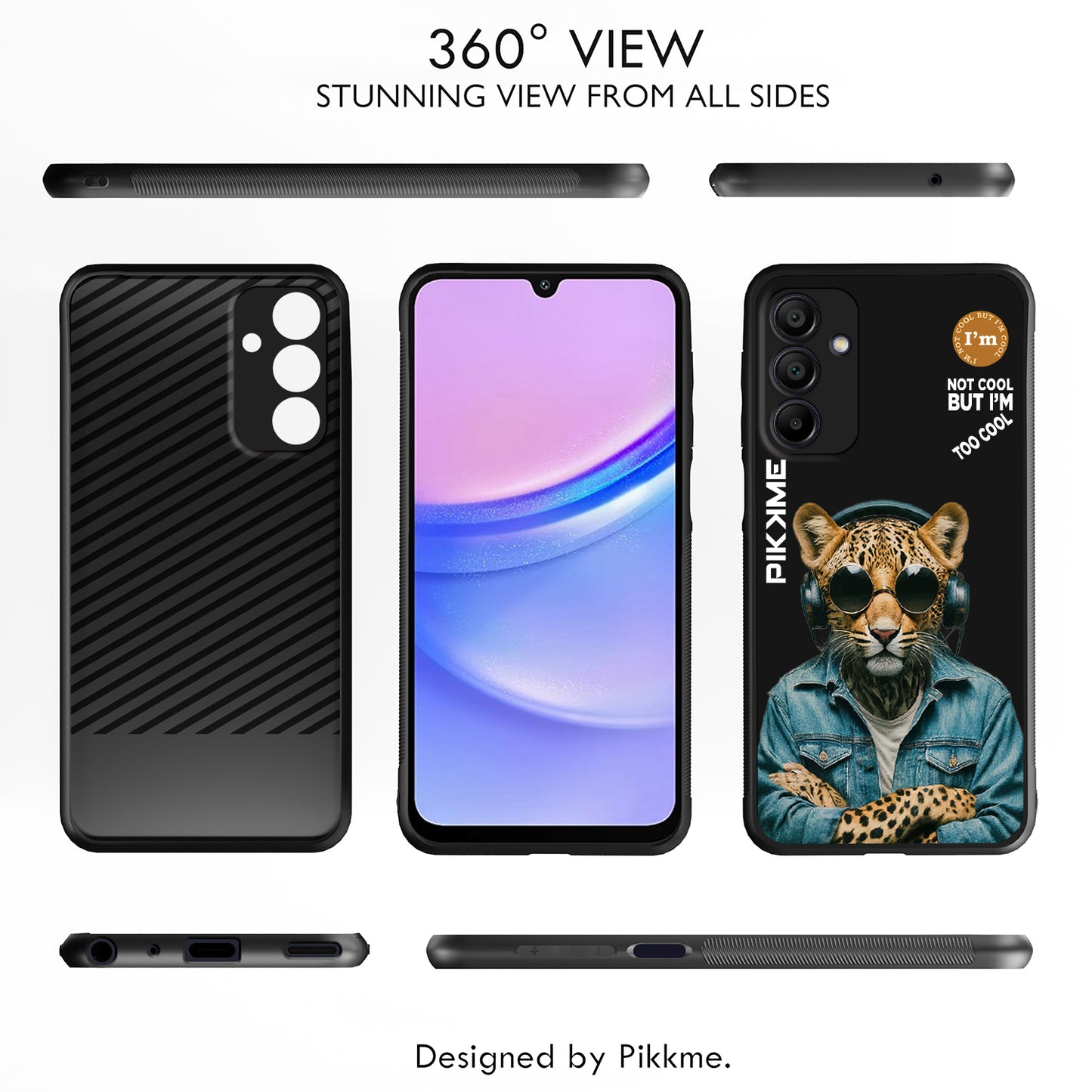 Pikkme Back Cover Pc Tpu + Printed Cool Funky Stylish Black Leopard Swag Raised Edges Camera Protection |Bumper Case For Samsung Galaxy A15 (Design 04)