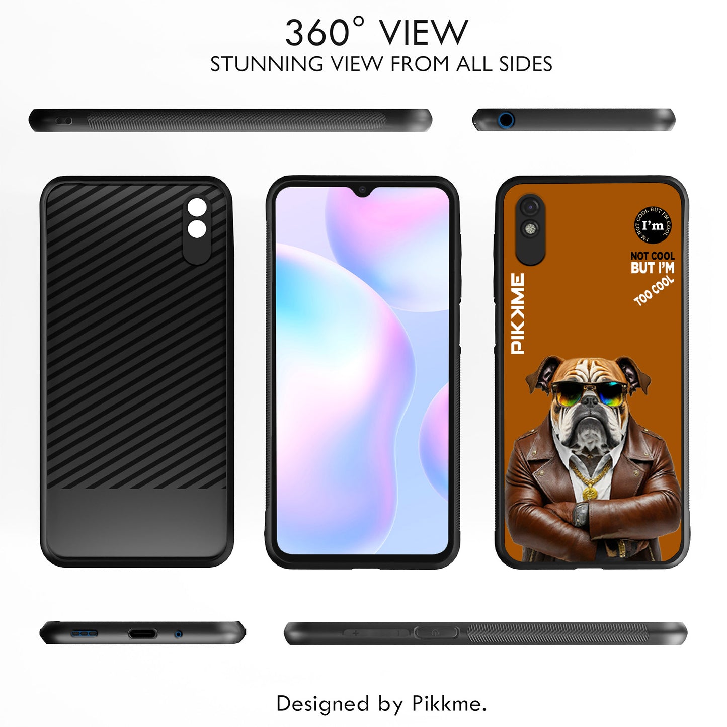 Pikkme Back Cover Pc Tpu + Printed Cool Funky Stylish Brown Dog Swag Raised Edges Camera Protection |Bumper Case For Redmi 9A (Design 10)