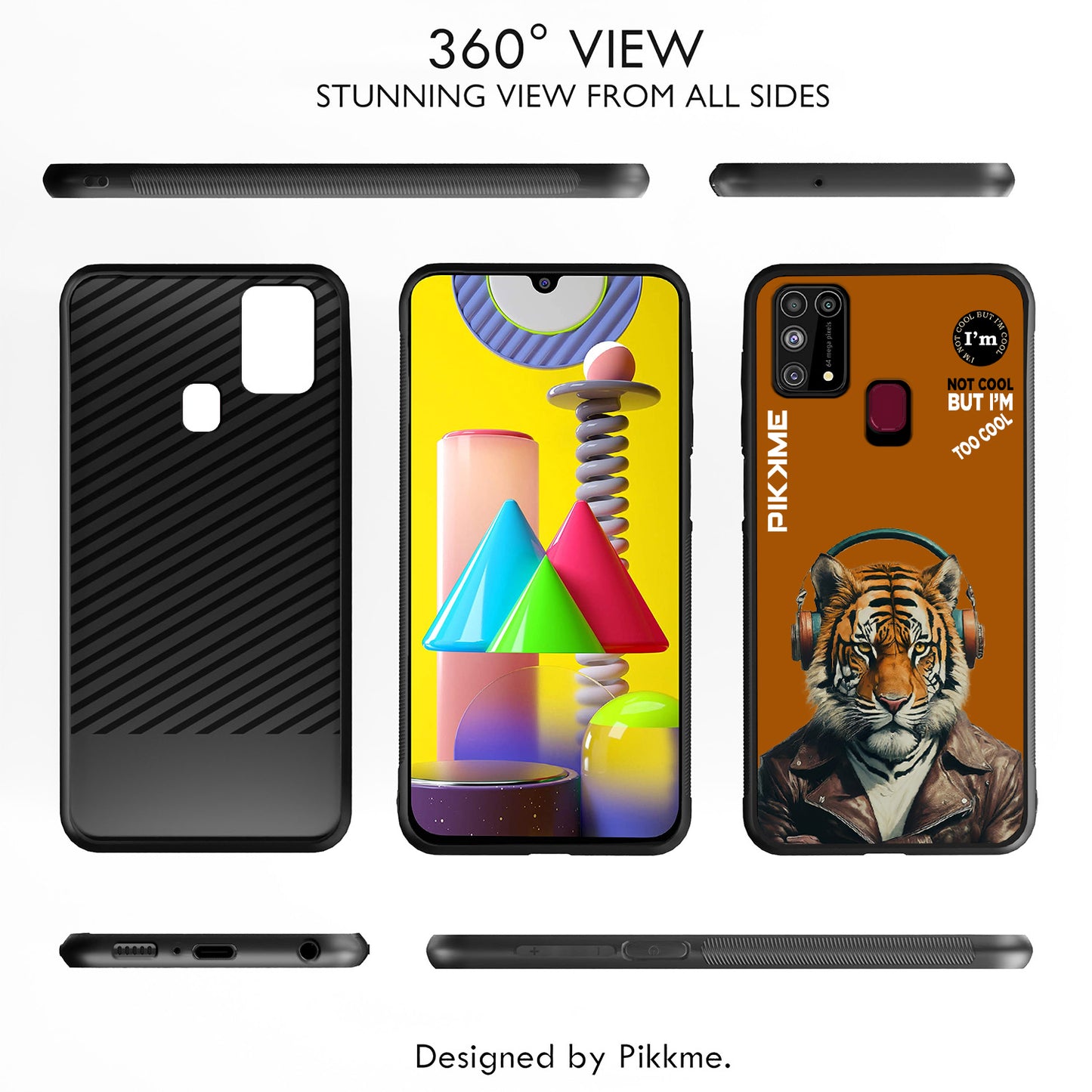 Pikkme Back Cover Pc Tpu + Printed Cool Funky Stylish Brown Tiger Swag Raised Edges Camera Protection |Bumper Case For Samsung Galaxy M31 (Design 09)