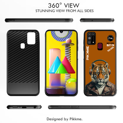 Pikkme Back Cover Pc Tpu + Printed Cool Funky Stylish Brown Tiger Swag Raised Edges Camera Protection |Bumper Case For Samsung Galaxy M31 (Design 09)