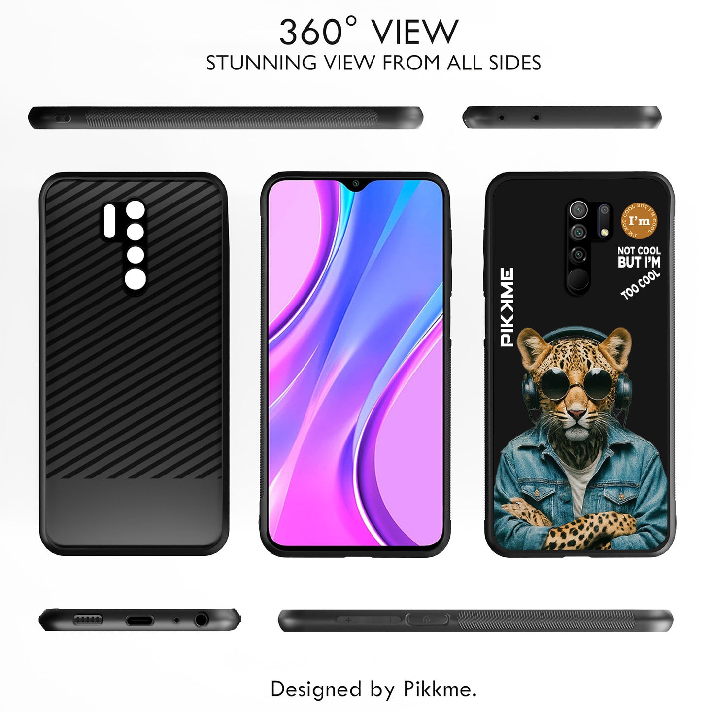 Pikkme Back Cover Pc Tpu + Printed Cool Funky Stylish Black Leopard Swag Raised Edges Camera Protection |Bumper Case For Redmi 9 Prime (Design 04)