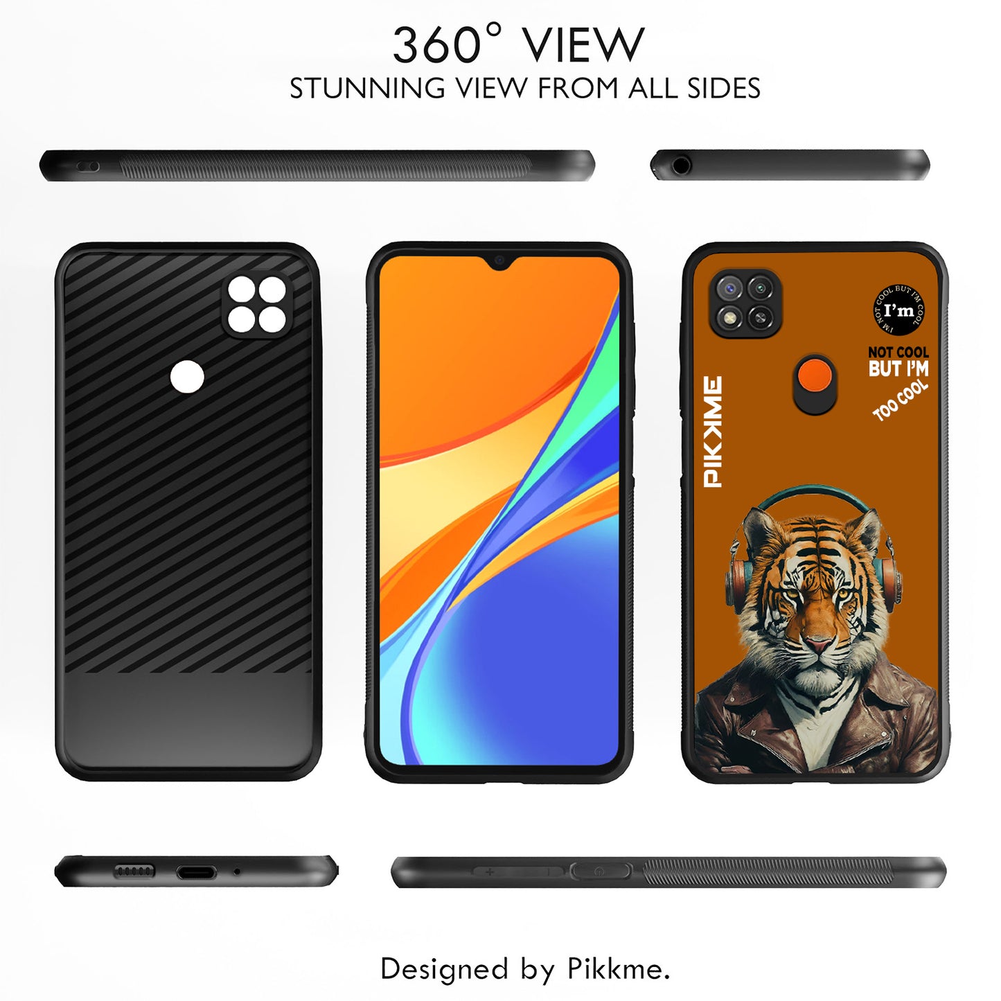 Pikkme Back Cover Pc Tpu + Printed Cool Funky Stylish Brown Tiger Swag Raised Edges Camera Protection |Bumper Case For Redmi 9 (Design 09)