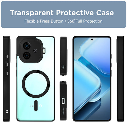 Pikkme iQOO Neo 10R 5G Eagle 2 Mag-Safe Shockproof Hard Transparent Back Cover (Black)