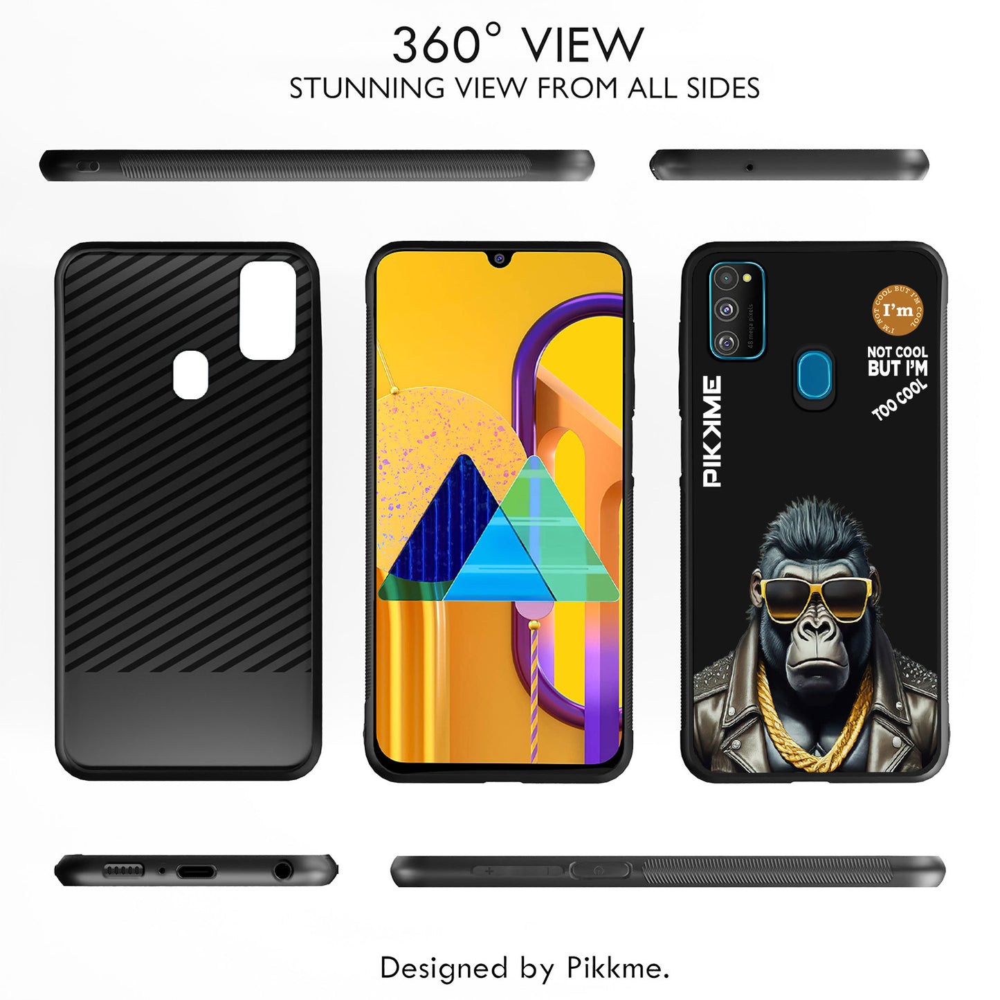 Pikkme Back Cover Pc Tpu + Printed Cool Funky Stylish Black Gorilla Swag Raised Edges Camera Protection |Bumper Case For Samsung Galaxy M30s (Design 07)