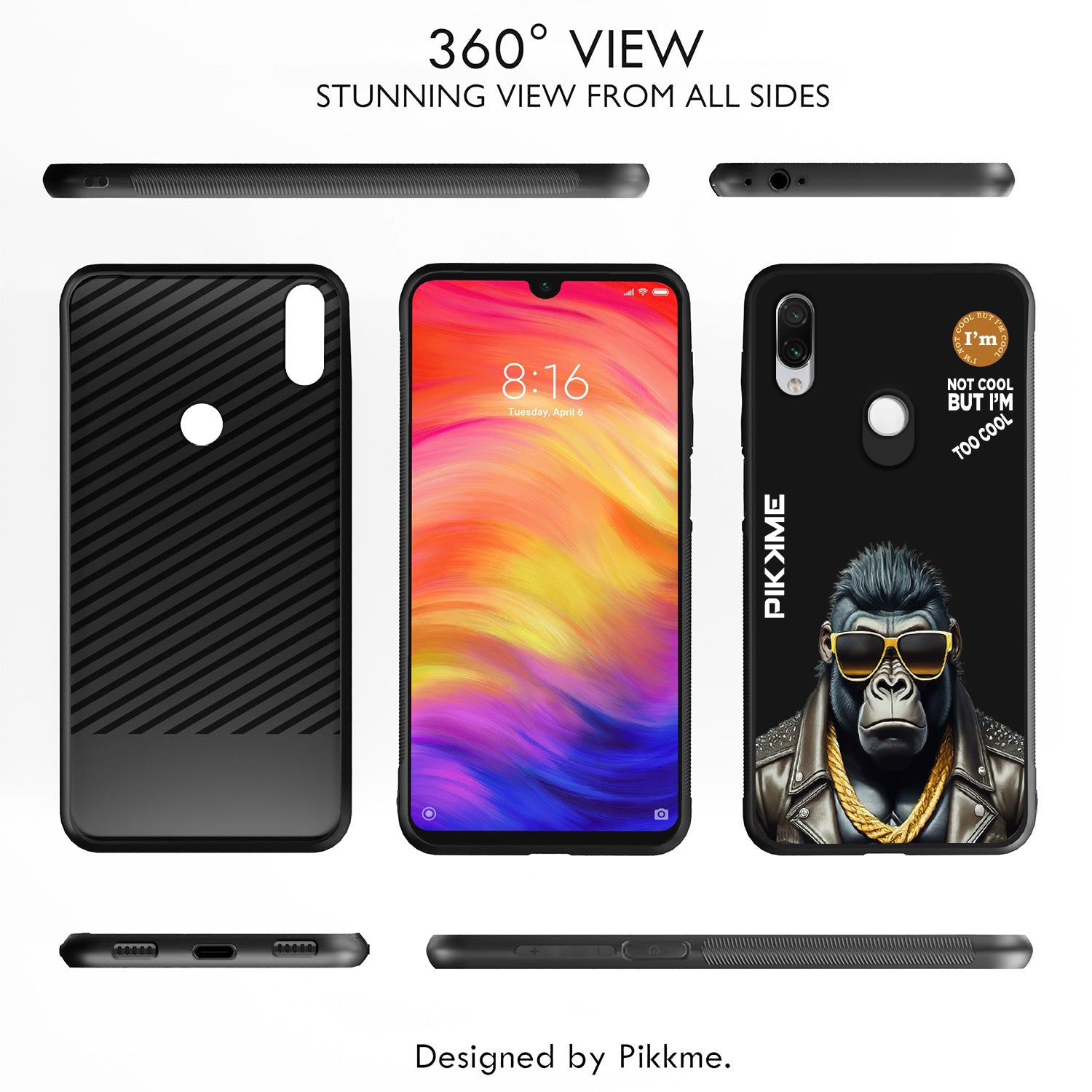 Pikkme Back Cover Pc Tpu + Printed Cool Funky Stylish Black Gorilla Swag Raised Edges Camera Protection |Bumper Case For Redmi Note 7 Pro (Design 07)