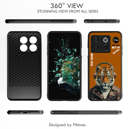 Pikkme Back Cover Pc Tpu + Printed Cool Funky Stylish Brown Tiger Swag Raised Edges Camera Protection |Bumper Case For OnePlus 10T (Design 09)