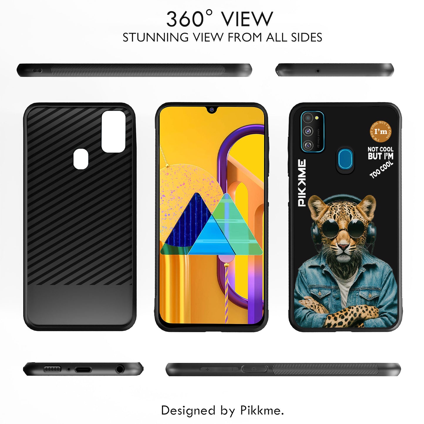 Pikkme Back Cover Pc Tpu + Printed Cool Funky Stylish Black Leopard Swag Raised Edges Camera Protection |Bumper Case For Samsung Galaxy M30s (Design 04)