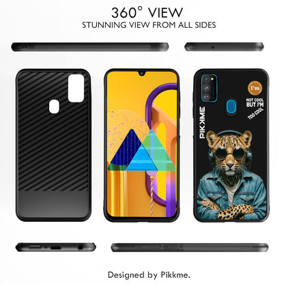 Pikkme Back Cover Pc Tpu + Printed Cool Funky Stylish Black Leopard Swag Raised Edges Camera Protection |Bumper Case For Samsung Galaxy M30s (Design 04)