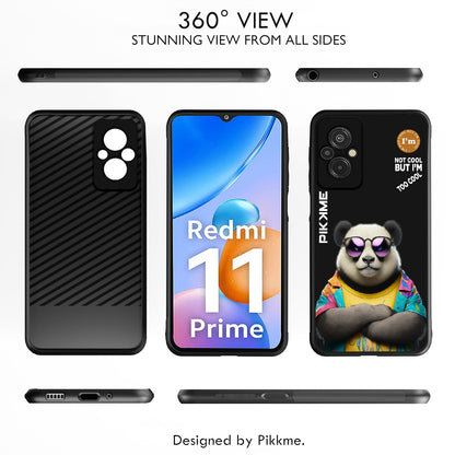 Pikkme Back Cover Pc Tpu + Printed Cool Funky Stylish Black Panda Swag Raised Edges Camera Protection |Bumper Case For Redmi 11 Prime (Design 05)