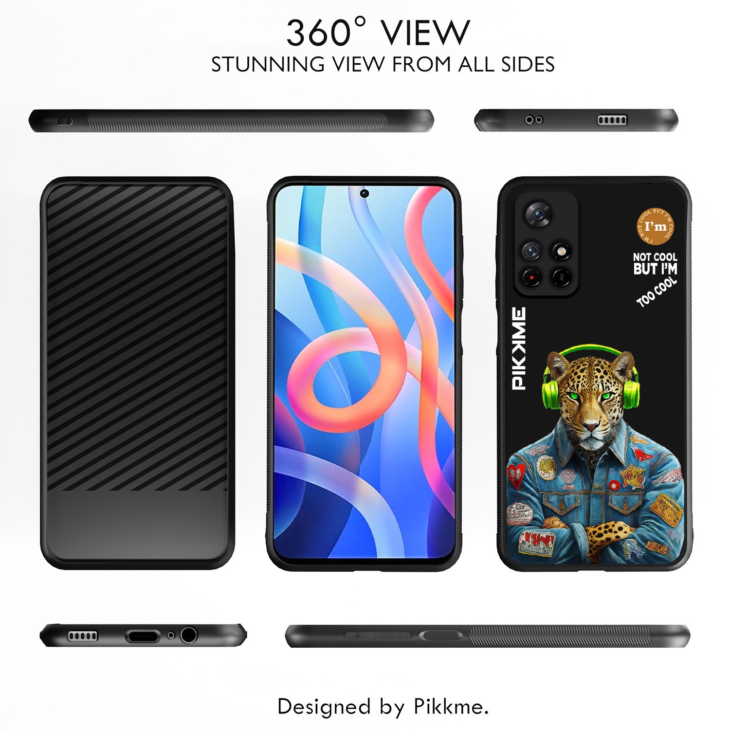 Pikkme Back Cover Pc Tpu + Printed Cool Funky Stylish Black Leopard Swag Raised Edges Camera Protection |Bumper Case For Redmi Note 11T (Design 03)