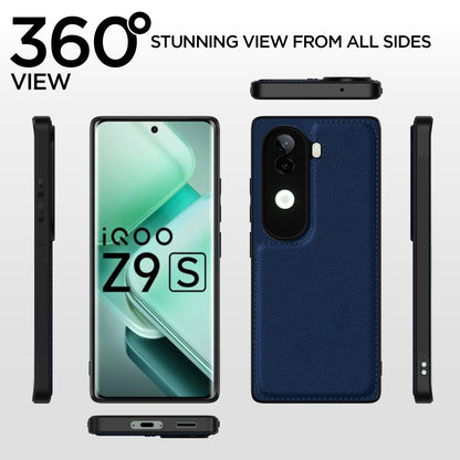 Pikkme Vivo V40e / iQOO Z9s 5G Leather Back Case | Blue
