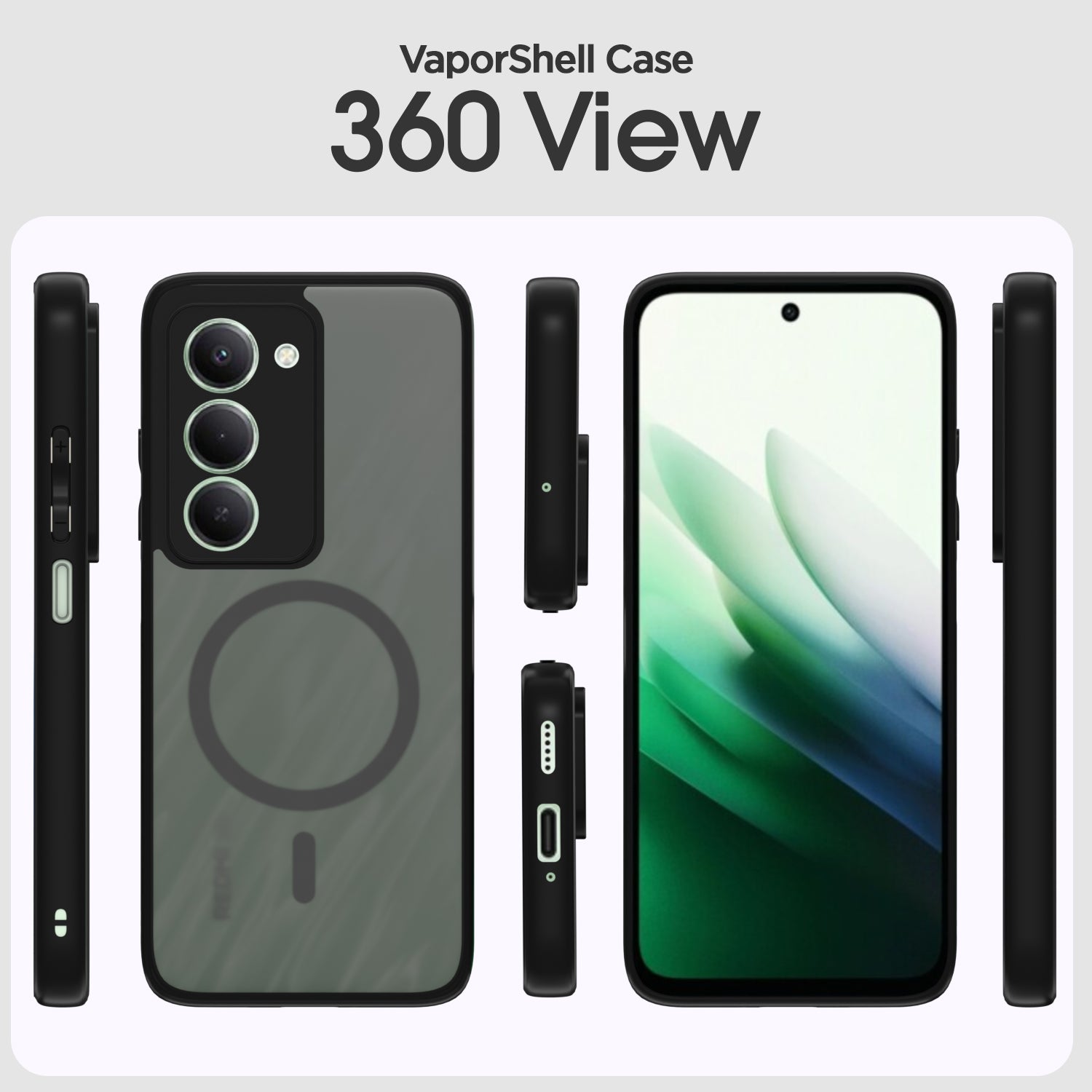 Pikkme Redmi 15 5G Eagle 2 Mag-Safe Smoke Shockproof Hard Transparent Back Cover (Black)