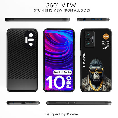 Pikkme Back Cover Pc Tpu + Printed Cool Funky Stylish Black Gorilla Swag Raised Edges Camera Protection |Bumper Case For Redmi Note 10 Pro (Design 07)