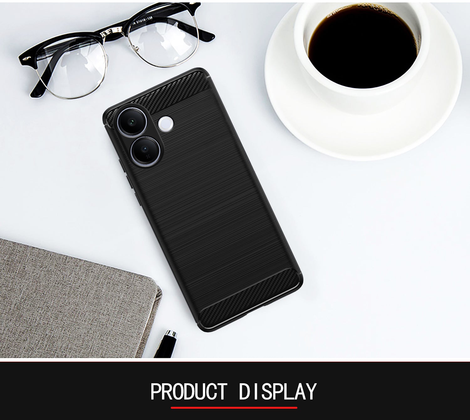 Pikkme Vivo V60 Lite 5G Hybrid Carbon Fiber Back Cover (Black)