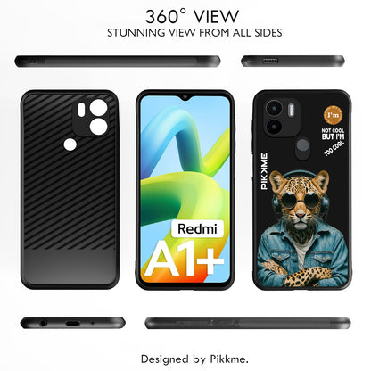 Pikkme Back Cover Pc Tpu + Printed Cool Funky Stylish Black Leopard Swag Raised Edges Camera Protection |Bumper Case For Redmi A1 Plus (Design 04)