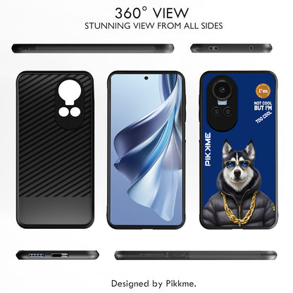 Pikkme Back Cover Pc Tpu + Printed Cool Funky Stylish Blue Dog Swag Raised Edges Camera Protection |Bumper Case For Oppo Reno 10 5G (Design 08)